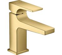 hansgrohe Metropol mitigeur monocommande pour lavabo 100, poignée, vidage par pression, pour lavabo à main, saillie 127mm, 32500990, Couleur: Optique en or poli