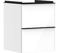hansgrohe Xelu Q meuble sous-lavabo, 480x475, 2 tiroirs, pour lave-mains, 54019670, Couleur: Meuble blanc brillant/poignÃ©e noir mat