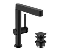 hansgrohe Finoris Mitigeur monocommandÃ© pour lavabo 230 avec douchette extractible, 2 types de jets et vidage Push-Open, saillie 178 mm, 76063, Coloris: Noir Mat - 76063670