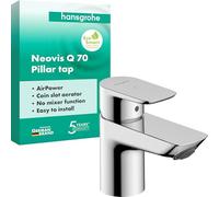 hansgrohe Neovis Q 71339000 Robinet de lavabo pour eau froide sans vidage, robinet pour WC invités avec bec Hauteur 63 mm, Mitigeur lavabo économe en eau (EcoSmart), chrome, 71339000