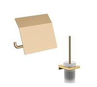 Hansgrohe Porte-Brosse WC Addstoris + Porte-Papier WC avec Couvercle Bronze brossé
