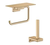 Hansgrohe Porte-Papier WC avec Tablette Bronze brossé AddStoris + Réserve Porte-Papier Bronze brossé