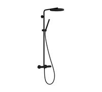 hansgrohe Pulsify S Puro - Colonne de douche économie d'eau (EcoSmart) avec mitigeur thermostatique, douche pluie (260mm), douchette, flexible douche, barre & douche de tête ronde, Noir mat, 24223670