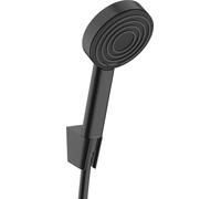 hansgrohe Pulsify S - Set de douche avec pommeau de douche économie d´eau (EcoSmart+, PowderRain), tuyau de douche (1,25 m) et support de douche, Noir mat, 24307670