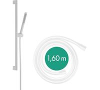 hansgrohe Pulsify S - Set de douche avec pommeau de douche (max. 9 l/min, EcoSmart, PowderRain), tuyau de douche et barre de douche (0,65 m), Blanc mat, 24372700