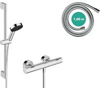 hansgrohe Pulsify Select S set de douche 105, 3jet Relaxation, Ecostat Fine, EcoSmart, barre de douche 650mm, 24262000, Couleur: chrome