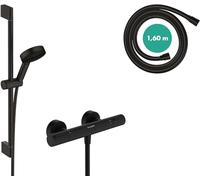 Hansgrohe Pulsify Select S set de douche 105, 3jet Relaxation, élément Ecostat, EcoSmart, barre de douche 650mm, 24272, Couleur: noir mat