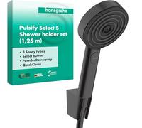 hansgrohe Pulsify S - Set de douche, Ensemble de douche avec douchette, support de douche et flexible de douche 125cm, Pommeau de douche avec 3 jets (Edition Relaxation), Noir mat, 24302670