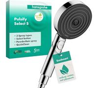 Hansgrohe Pulsify Select S Pommeau de douche 105, 3 types de jets, relaxation, EcoSmart, 24111, Coloris: chrome - 24111000