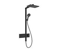 Hansgrohe Raindance Alive Q 210/340 2 jets Colonne de douche 24591670 EcoSmart avec mitigeur thermostatique,7,6 l/min, noir mat
