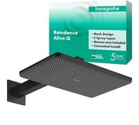 hansgrohe Raindance Alive Q Douche de tête 210/340 2jet, avec bras de douche, 24550670, Couleur: noir mat