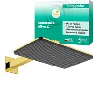 hansgrohe Raindance Alive Q Douche de tête 210/340 2jet EcoSmart, avec bras de douche, 24551990, Couleur: Optique en or poli