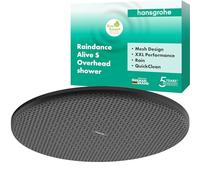hansgrohe Raindance Alive S 24521670 Pommeau de douche à économie d'eau (EcoSmart) 300 mm avec 1 type de jet pour montage mural/plafond avec fonction anti-calcaire Noir mat