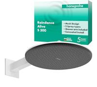 hansgrohe Raindance Alive S 24541700 Pommeau de douche à économie d'eau (EcoSmart) avec bras de douche, 300 mm, 2 types de jets, pour montage mural, fonction anti-calcaire, blanc mat