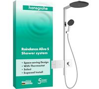 hansgrohe Raindance Alive S 24582000 Système de douche avec thermostat, douche à effet pluie (300 mm) avec robinet, douchette (3 types de jet dont PowderRain), tuyau, barre de douche et pommeau de