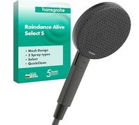 hansgrohe Raindance Alive Select S 24500340 Pommeau de douche 3 types de jet (PowderRain inclus) rond 125 mm Fonction anti-calcaire Noir brossé Chrome brossé