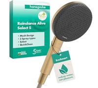 hansgrohe Raindance Alive Select S 24511140 Pommeau de douche à économie d'eau 7,1 l/min (EcoSmart) 3 types de jet (PowderRain) avec fonction anti-calcaire Bronze brossé