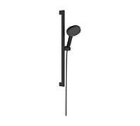 hansgrohe Raindance Alive Select S set de support de douche 125, 3jet EcoSmart avec barre de douche Unica E PURO 65cm et support de douche Easy Slide, 24600670, Couleur: noir mat
