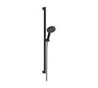hansgrohe Raindance Alive Select S ensemble de douche 24601670 3 types de jets économie d'eau avec barre de douche Unica E Puro 90 cm et support de pommeau de douche Easy Slide, noir mat