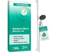 hansgrohe Raindance Alive Select S - Set de douche avec pommeau de douche (max. 8 l/min, EcoSmart, 3 types de jets), tuyau de douche (1,25 m) et barre de douche (0,90 m), Chromé, 24601000