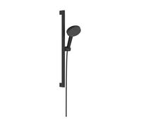hansgrohe Raindance Alive Select S Set de supports de douche 125, 3-jet EcoSmart avec barre de douche Unica E PURO 65cm et support de douche Easy Slide, 24600670, Couleur: noir mat
