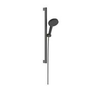 hansgrohe Raindance Alive Select S Set de supports de douche 125, 3-jet EcoSmart avec barre de douche Unica E PURO 65cm et support de douche Easy Slide, 24600340, Couleur: Chrome noir brossé