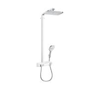 Hansgrohe Colonne de douche Raindance Select E360 27288400, blanc chromé, bras 380 mm, tablette