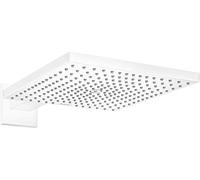 hansgrohe Raindance E - Douche de tête max. 8 l/min (EcoSmart), Douche pluie (300 x 300 mm), avec bras de douche, Pommeau de douche pour montage au mur, Blanc mat, 26239700