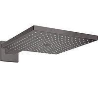 hansgrohe Raindance E - Douche de tête max. 8 l/min (EcoSmart), Douche pluie (300 x 300 mm), avec bras de douche, Pommeau de douche pour montage au mur, Noir chromé brossé, 26239340