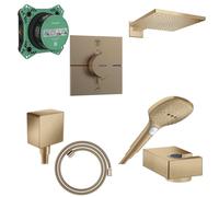 Hansgrohe Raindance E Ensemble de douche - douche de tête - douchette - coude mural - support mural - élément encastré - thermostat - flexible de douche - bronze brossé SW358879/SW297598/SW358906/SW35
