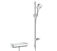Système de douche Raindance Select en surface 120 avec Ecostat Select thermostat et rail de douche 90 cm, 27039000, Couleur: chrome