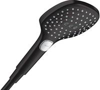 hansgrohe Raindance Select E - Pommeau de douche max. 6 l/min (EcoSmart+), Douchette à main avec 3 types de jet (PowderRain), Douchette carré, Noir mat, 28729670