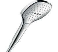 hansgrohe Raindance Select E - Pommeau de douche max. 8 l/min (EcoSmart), Douchette à main avec 3 types de jet (PowderRain), Douchette carré, Chromé, 28728000