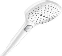 hansgrohe Raindance Select E - Pommeau de douche max. 8 l/min (EcoSmart+), Douchette à main avec 3 types de jet (PowderRain), Douchette carré, Blanc mat, 28728700
