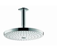 hansgrohe Raindance Select S240 pomme de douche à 2 jets avec raccord au plafond, 26467400, Couleur: Chrome / Blanc