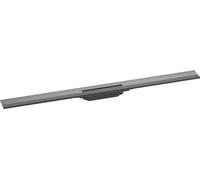 hansgrohe RainDrain Flex - Caniveau de douche linéaire 1000 mm, Siphon de sol à découper pour installation contre le mur, Noir chromé brossé, 56053340