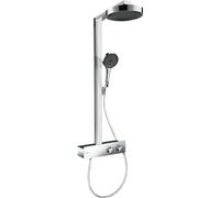 hansgrohe Rainfinity - Colonne de douche économie d'eau (EcoSmart) avec mitigeur thermostatique, douche pluie 250 mm, douchette, support, flexible, barre et douche de tête ronde, Chromé, 28742000