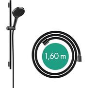 hansgrohe Rainfinity Set de douche 130, 3jet, S PURO Barre de douche 650mm, 28745340, Couleur: Chrome noir brossé