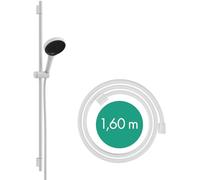 hansgrohe Rainfinity - Set de douche, Ensemble de douche avec douchette, barre de douche 90cm, flexible de douche textile Designflex 160cm et support, Pommeau de douche avec 3 types de jet, Blanc mat