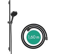 hansgrohe Rainfinity - Set de douche, Ensemble de douche avec douchette, barre de douche 90cm, flexible de douche textile Designflex 160cm et support, Pommeau de douche avec 3 types de jet, Noir mat