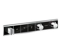 Hansgrohe RainSelect Ensemble de finition pour mitigeur thermostatique encastré douche pour 3 fonctions avec support de douchette 52.7x90cm noir/chrome 15356600