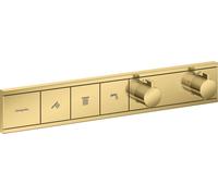 Hansgrohe Mitigeur thermostatique encastré RainSelect 15381990, 3 fonctions, or poli