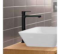 hansgrohe Rebris E mitigeur lavabo 72591670 avec timon garniture de vidange , 4 l/min à 3 bar, noir mat