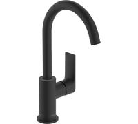 hansgrohe Rebris E mitigeur lavabo 72576670 avec timon garniture de vidange , bec pivotant, noir mat