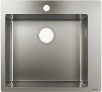 Évier encastré Hansgrohe S711-F450 acier inoxydable 43301800, 1 cuvette principale, trou pour robinetterie pré-percé