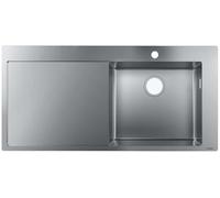 Évier encastré Hansgrohe S715-F450 en acier inoxydable 43306800, 1 cuve principale, égouttoir