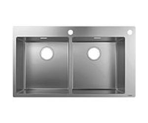 Hansgrohe S712-F765 intégré dans un évier 43311800 acier inoxydable, 370x370mm, 2 piscines principales