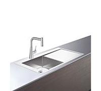 hansgrohe Select combinaison évier 43229800 1045 x 510 mm, 1 bac principal à gauche, égouttoir, aspect inox