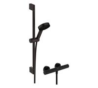 HANSGROHE Set de douche 105 3 jets Pulsify Select S EcoSmart avec barre, flexible et thermostatique Ecostat Fine C3 - Noir mat
