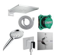 hansgrohe ShowerSelect Comfort E Ensemble de douche encastré avec mitigeur thermostatique, 15572000#Set1,